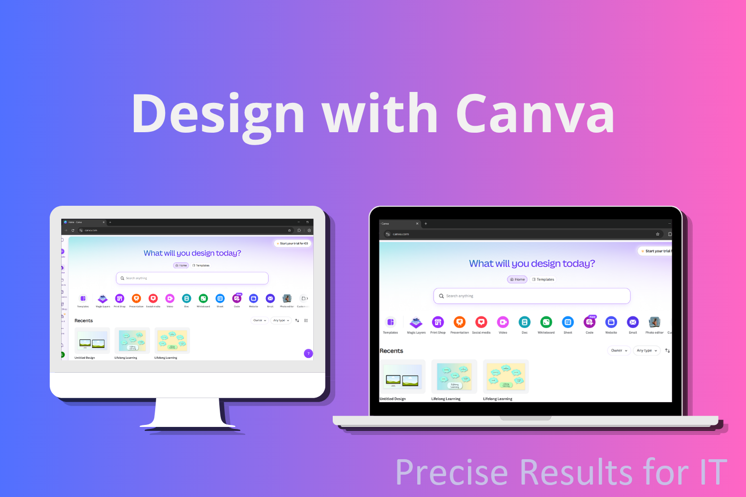 Основни менюта и елементи за създаване на дизайн с Canva