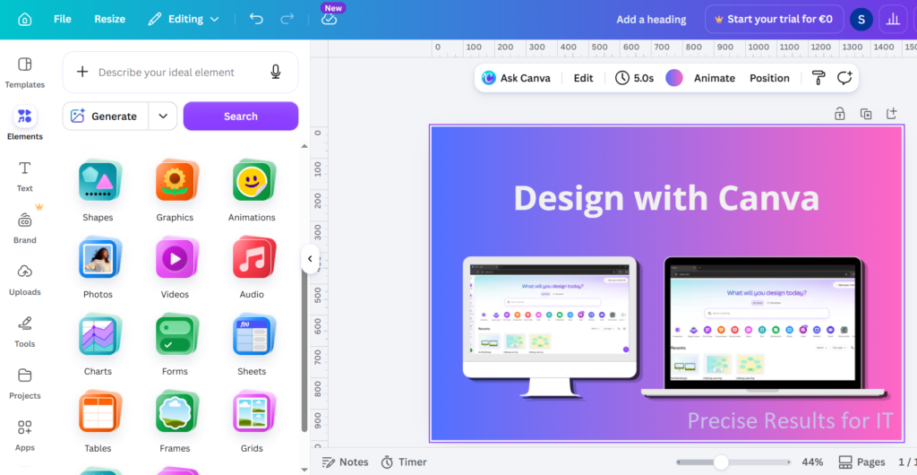Редактиране на дизайн с Canva - Precise Results for IT