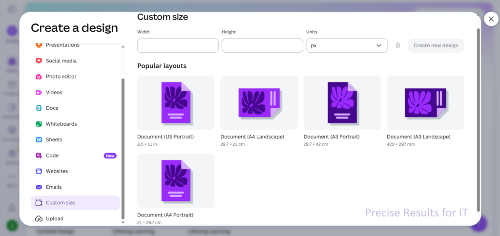 Създаване на дизайн с Canva - Precise Results for IT